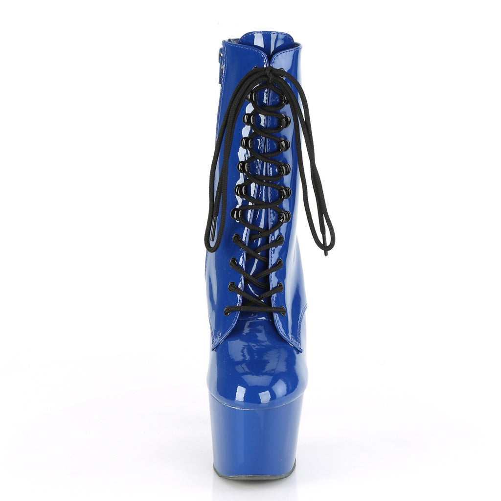 Adore 1020 Lace Up Ankle Boot Royal Blue Patent - 7" High Heels Direct - Totally Wicked Footwear