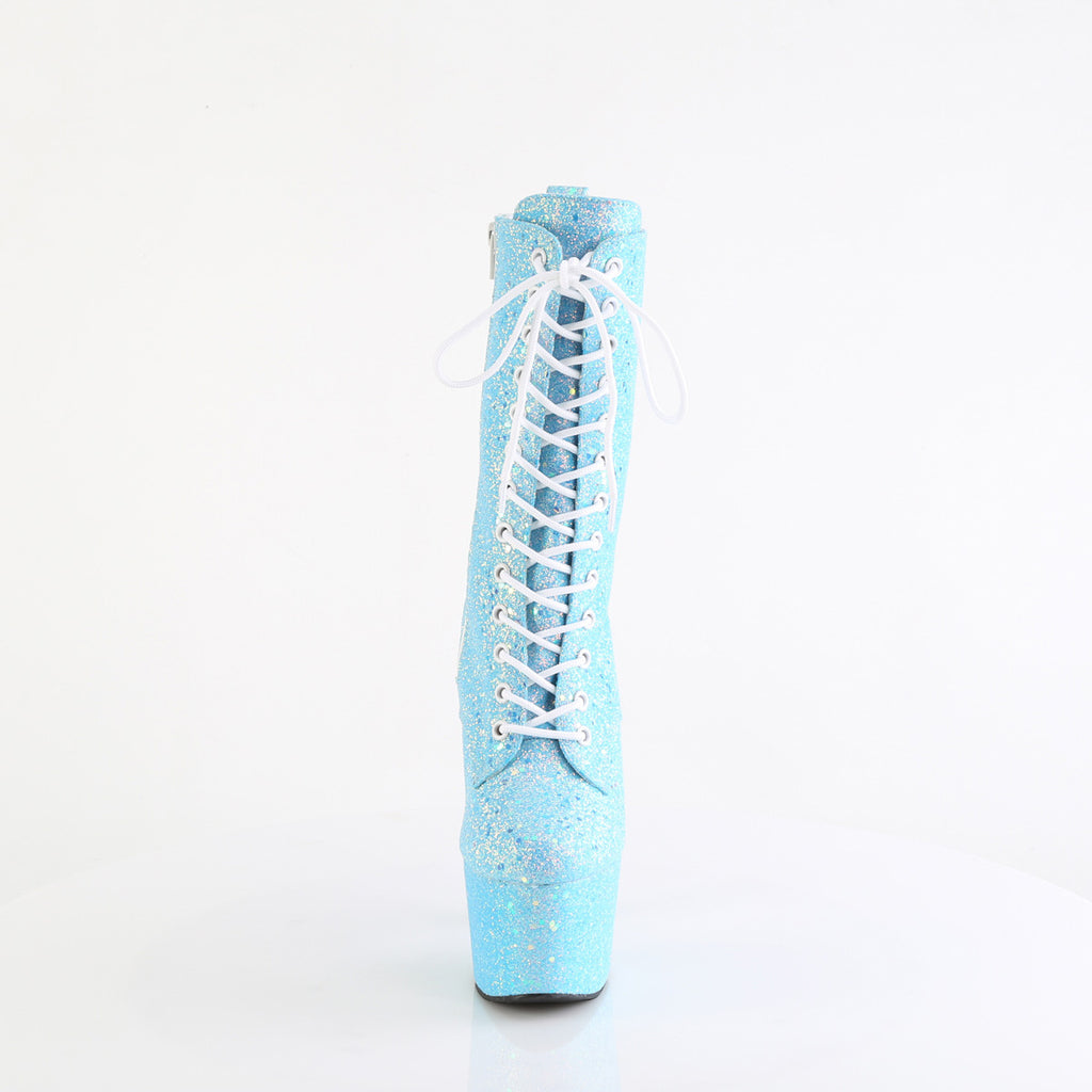 Adore 1040IG  Blue Iridescent Glitter 7" Heel Platform Mid Calf Ankle Boots Direct - Totally Wicked Footwear