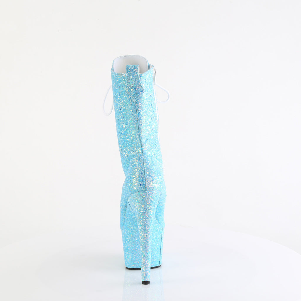 Adore 1040IG  Blue Iridescent Glitter 7" Heel Platform Mid Calf Ankle Boots Direct - Totally Wicked Footwear