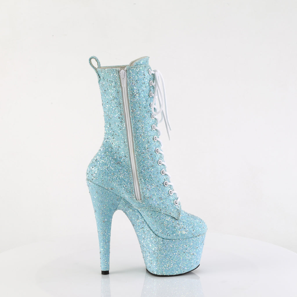 Adore 1040GR Blue Multi Glitter 7" Heel Platform Mid Calf Ankle Boots Direct - Totally Wicked Footwear