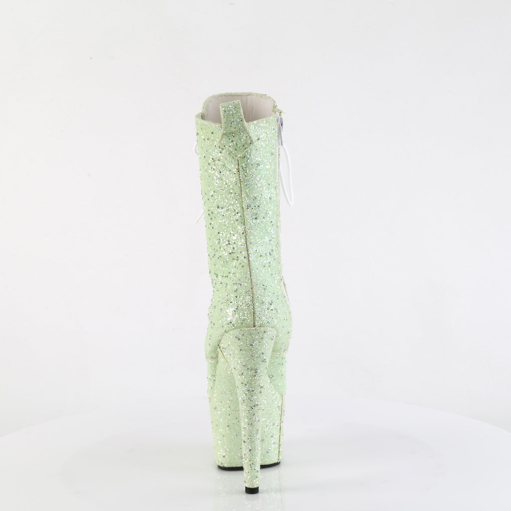 Adore 1040GR Mint Green Multi Glitter 7" Heel Platform Mid Calf Ankle Boots Direct - Totally Wicked Footwear