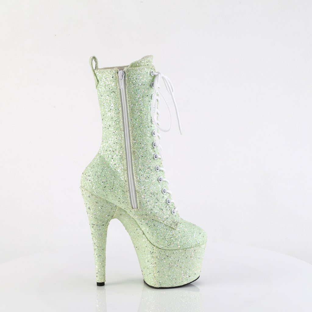 Adore 1040GR Mint Green Multi Glitter 7" Heel Platform Mid Calf Ankle Boots Direct - Totally Wicked Footwear
