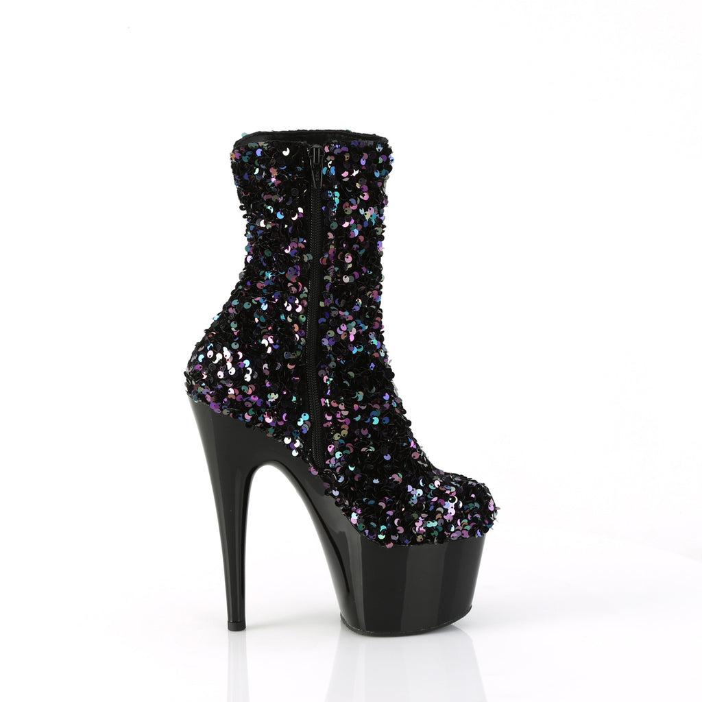 Adore 1042 Black Multi Sequin 7" Heel Platform Mid Calf Ankle Boots Direct - Totally Wicked Footwear