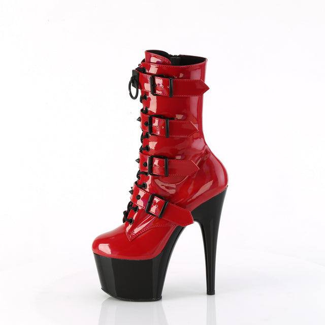Adore 1046TT Red Patent / Black 7" Heel Platform Mid Calf Boots -Direct - Totally Wicked Footwear