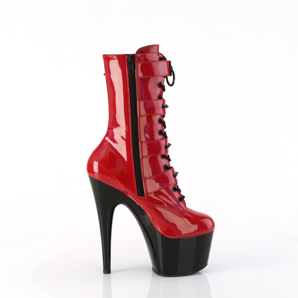 Adore 1046TT Red Patent / Black 7" Heel Platform Mid Calf Boots -Direct - Totally Wicked Footwear