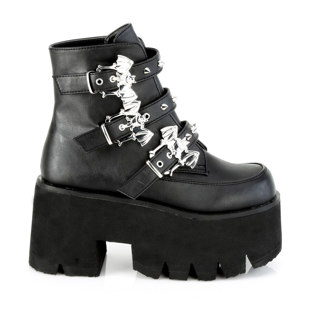 Ashes 55 Goth Platform Ankle Boots Bat Buckles