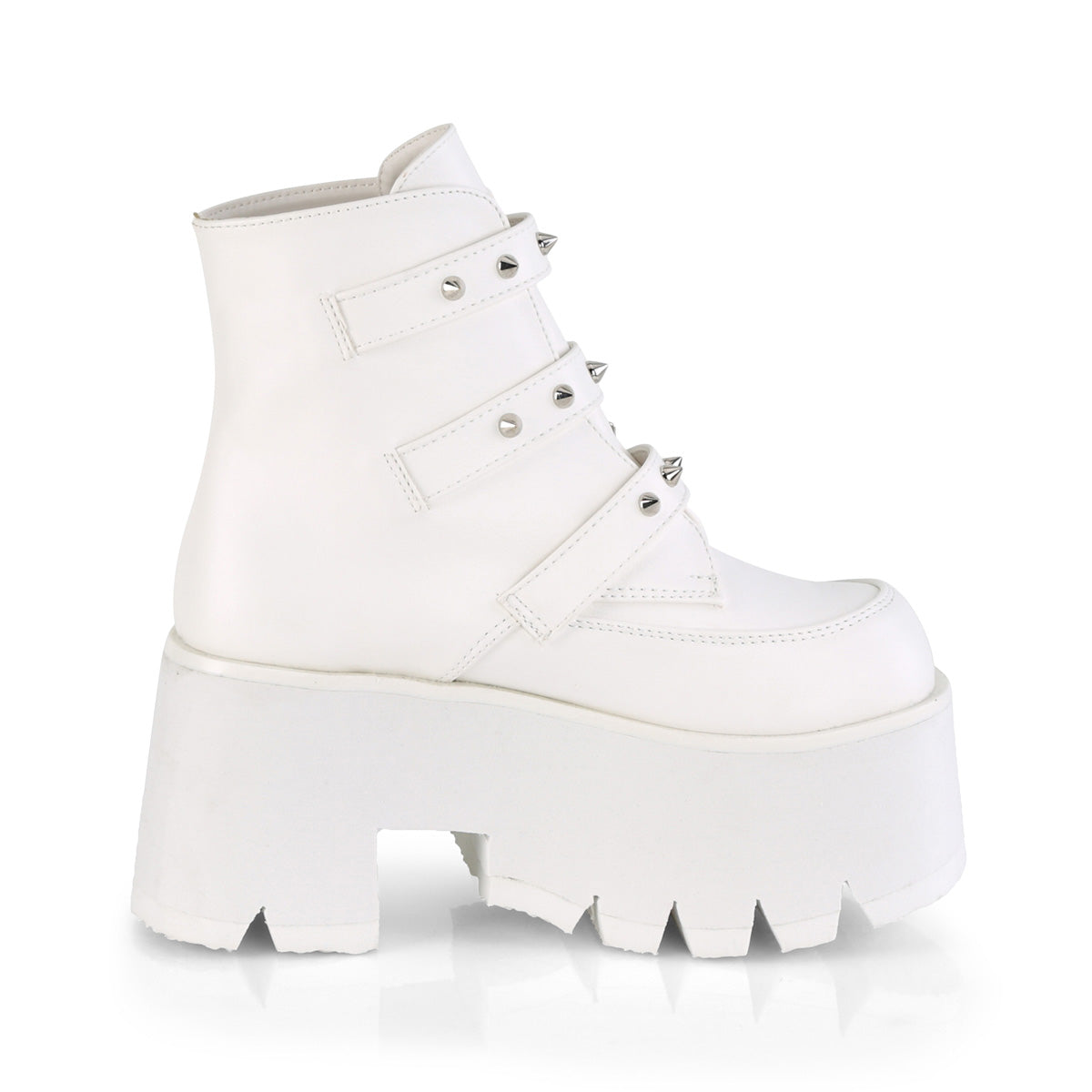 Ashes 55 White Goth Platform Ankle Boots Bat Buckles