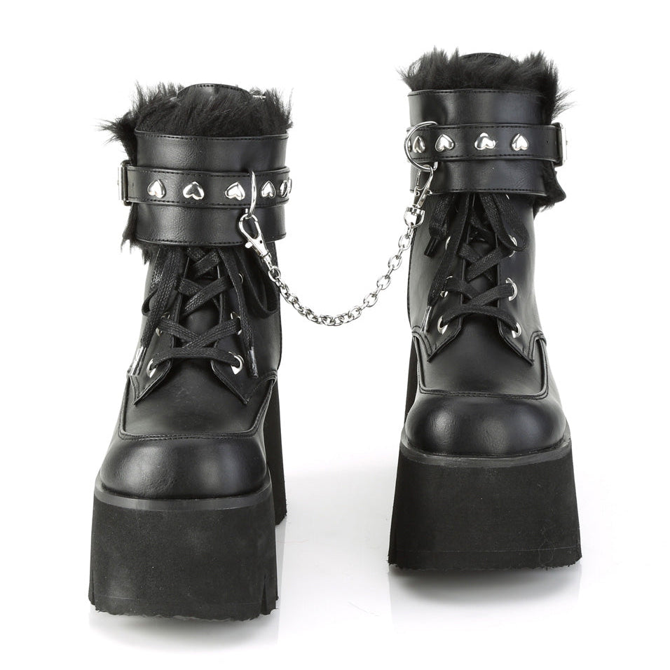 Ashes 57 Goth Platform Ankle Boots With Furry Cuffs