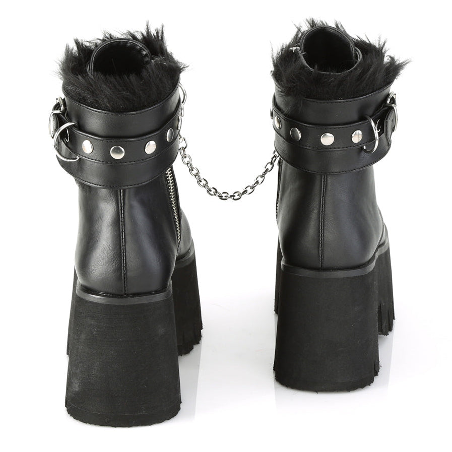 Ashes 57 Goth Platform Ankle Boots With Furry Cuffs