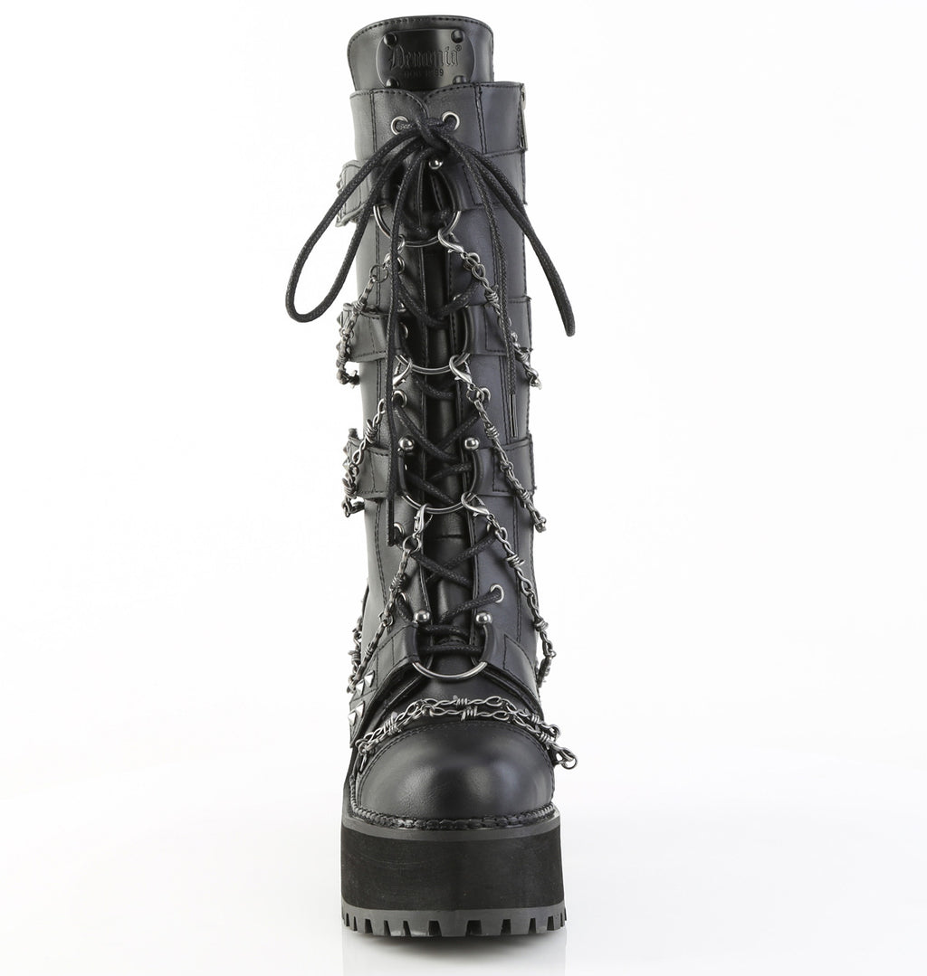 Assault 117 Gothic Punk Platform Knee Boots  - Demonia Direct