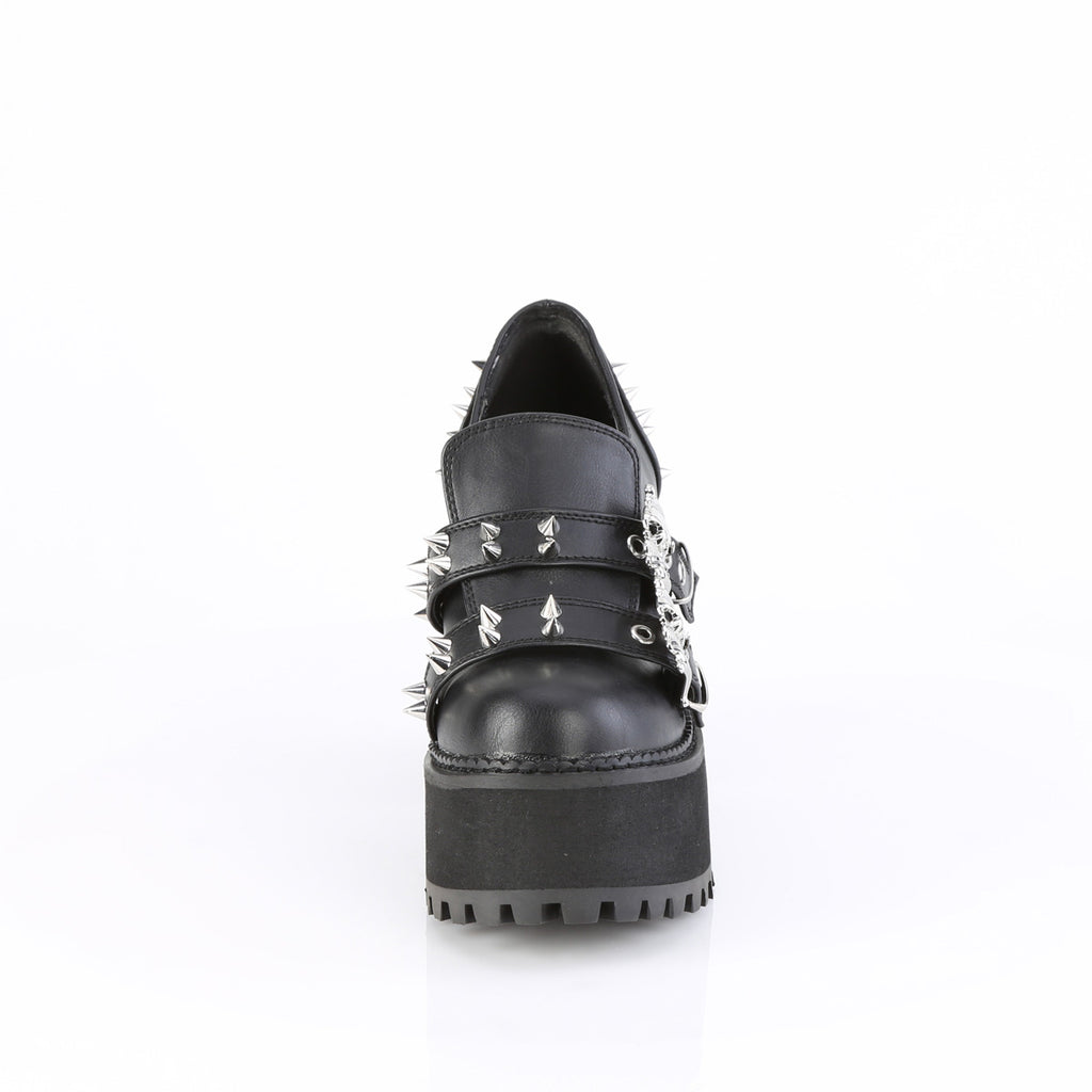 Assault 38 Gothic Punk Heel Cleat Platform Oxford Loafer 6-11  - Demonia Direct - Totally Wicked Footwear