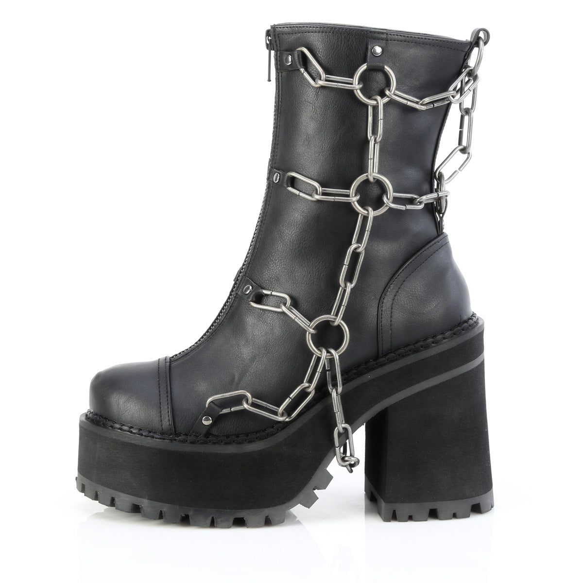 Assault 66 Goth Platform Mid Calf Chain Cage