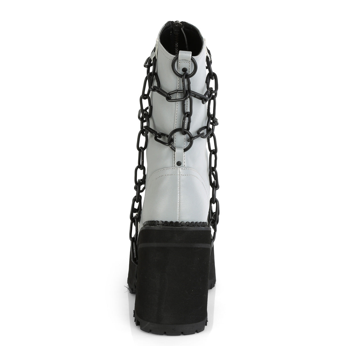 Assault 66 Goth Platform Mid Calf Chain Cage Grey Reflective