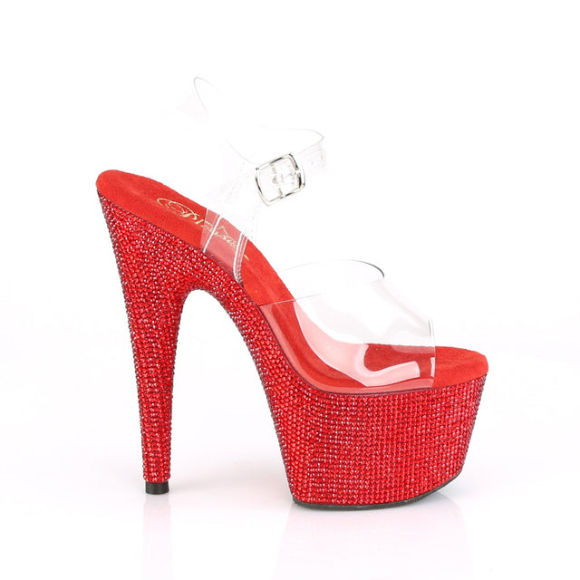 Bejeweled 708DM  Red Rhinestone 7" Platform Heels - Direct Ship - Totally Wicked Footwear