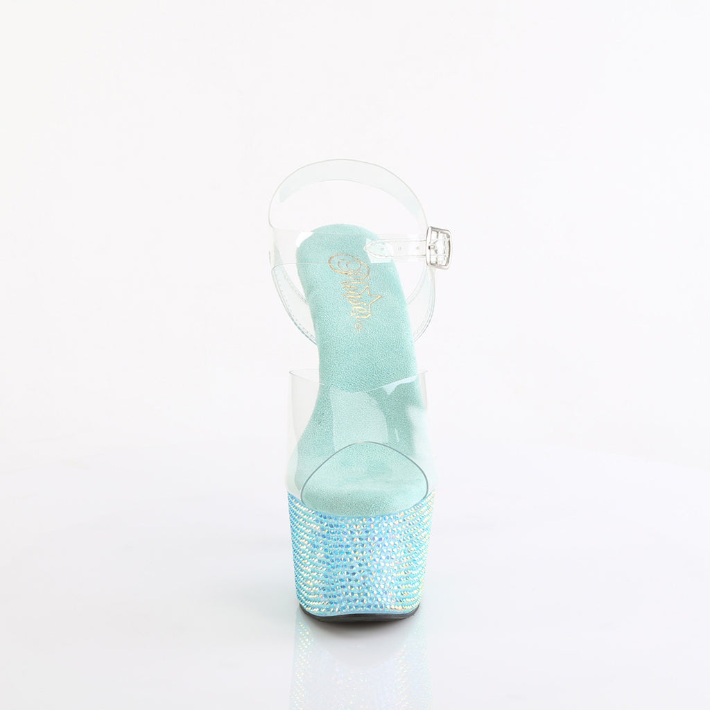 Bejeweled 708RRS Aqua Blue Iridescent Rhinestone 7" Platform Heels Pleaser Direct - Totally Wicked Footwear