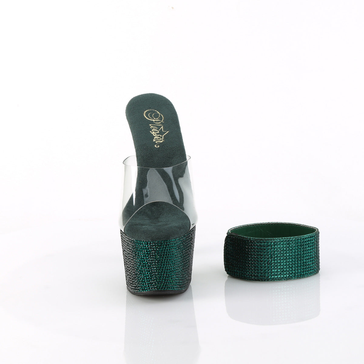 Bejeweled 712 Emerald Green Rhinestone Ankle Cuff Platform Shoes- Direct - Totally Wicked Footwear