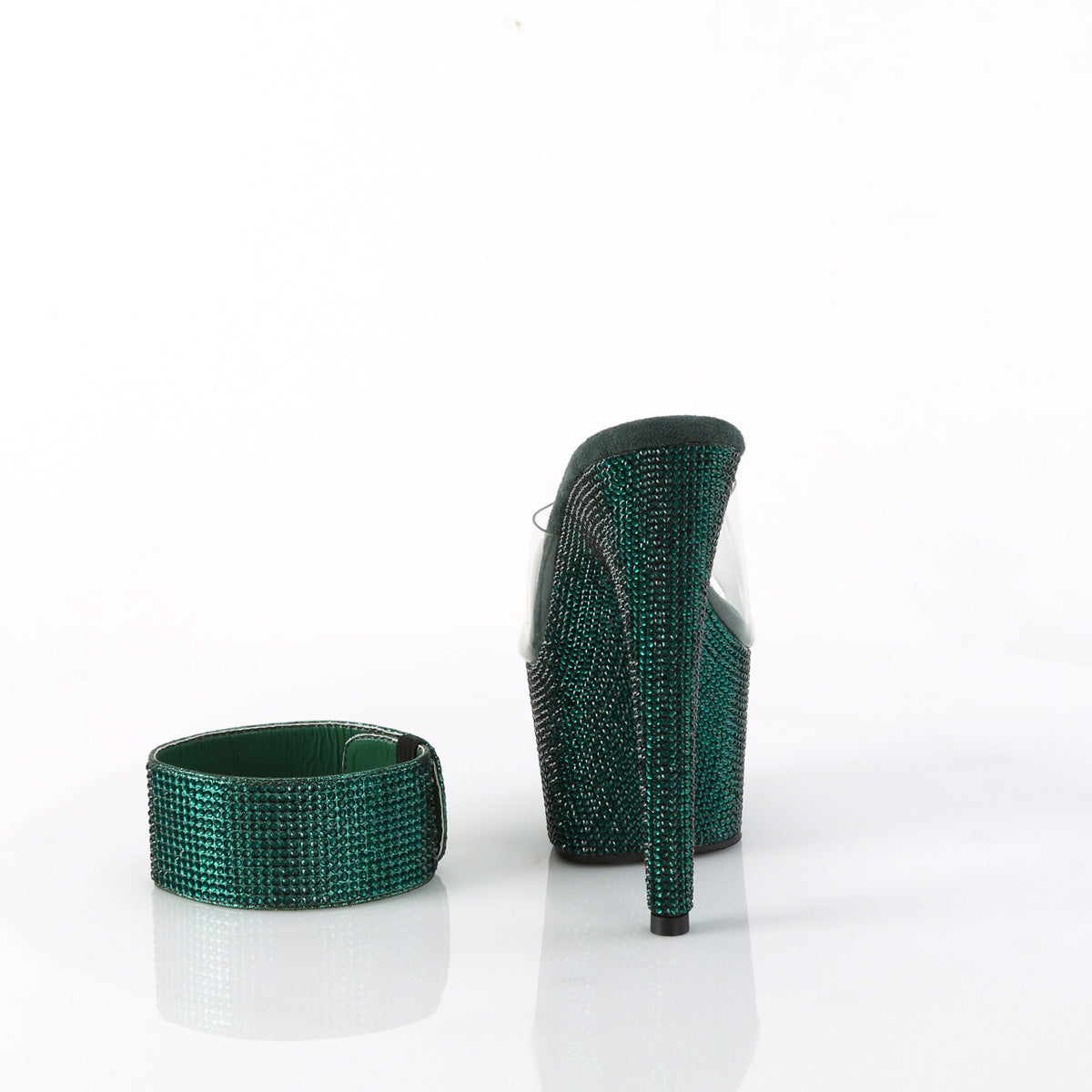 Bejeweled 712 Emerald Green Rhinestone Ankle Cuff Platform Shoes- Direct - Totally Wicked Footwear
