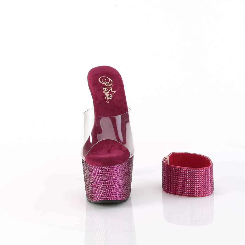 Bejeweled 712 Fuchsia Pink Rhinestone Ankle Cuff Platform Shoes- Direct - Totally Wicked Footwear