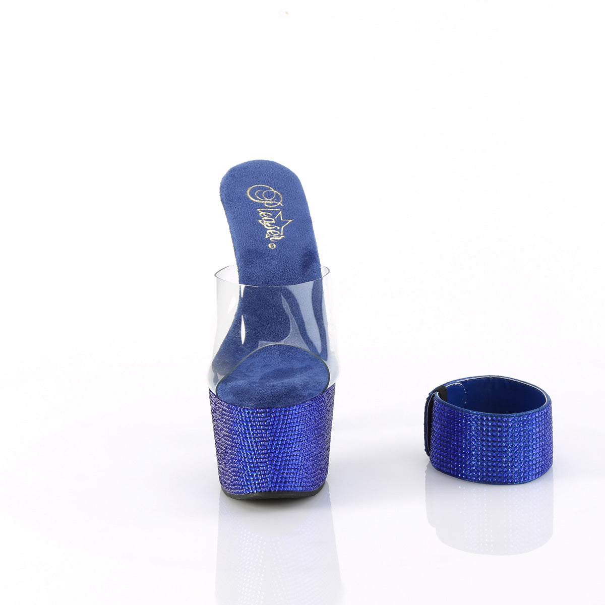 Bejeweled 712 Royal Blue Rhinestone Ankle Cuff Platform Shoes- Direct - Totally Wicked Footwear