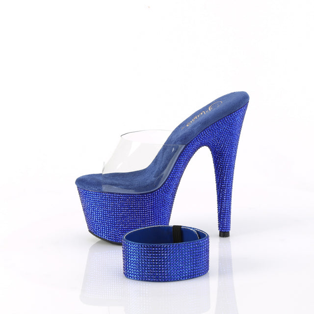 Bejeweled 712 Royal Blue Rhinestone Ankle Cuff Platform Shoes- Direct