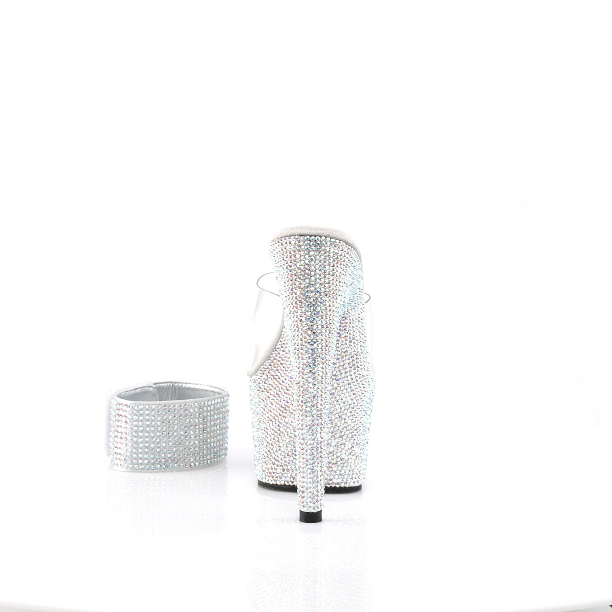 Bejeweled 712 Silver Rhinestone Ankle Cuff Platform Shoes- Direct - Totally Wicked Footwear