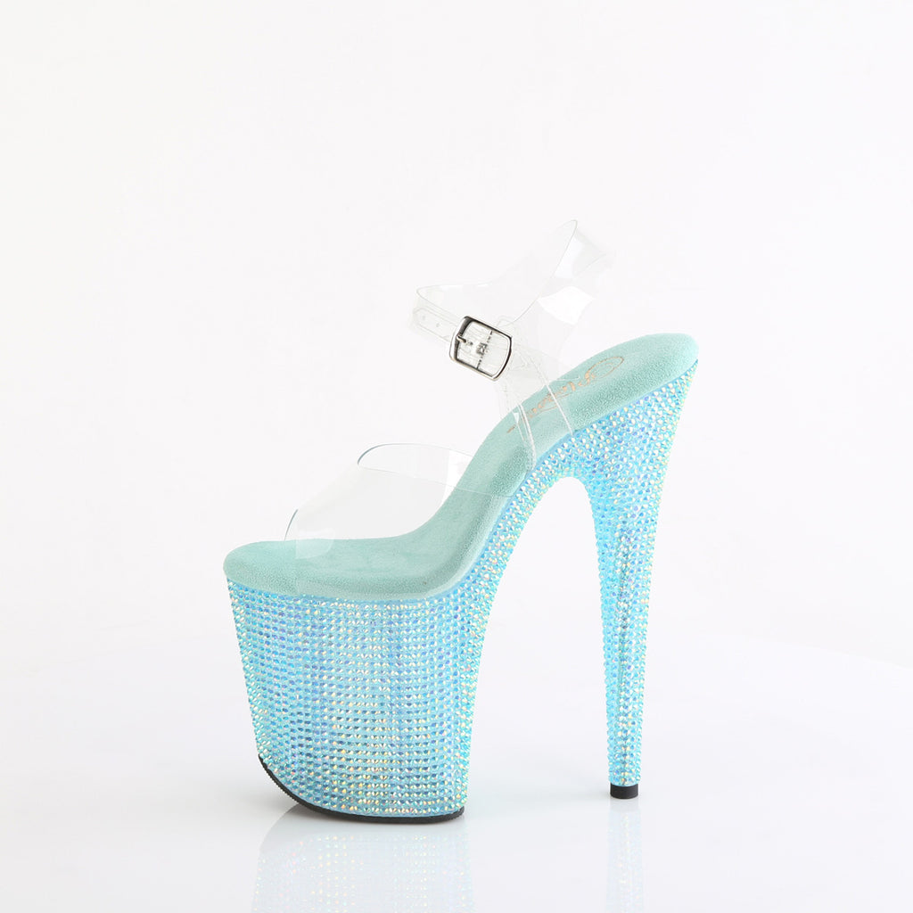 Bejeweled 808RRS Aqua Blue Iridescent Rhinestone 8" Platform Heels Pleaser Direct - Totally Wicked Footwear