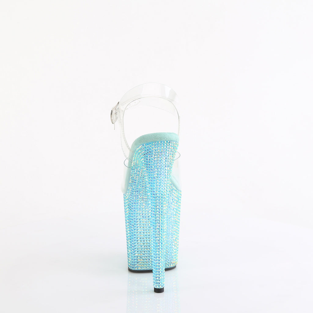 Bejeweled 808RRS Aqua Blue Iridescent Rhinestone 8" Platform Heels Pleaser Direct - Totally Wicked Footwear
