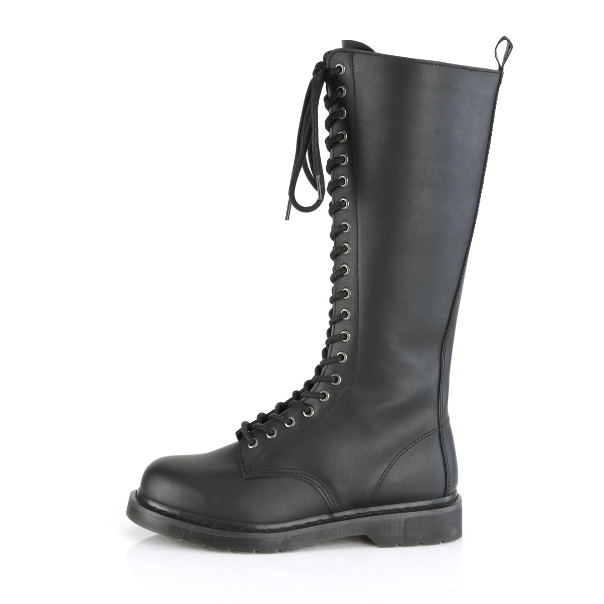 Riot 400 Vegan Leather Side Zip Combat Mid Calf Boots