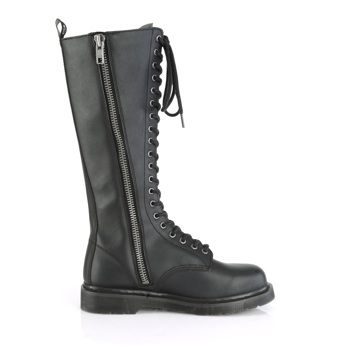 Riot 400 Vegan Leather Side Zip Combat Mid Calf Boots
