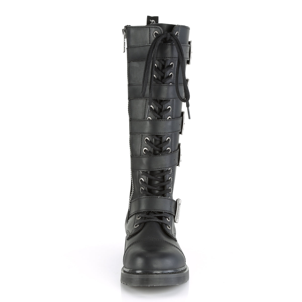 Riot 425 Vegan Leather Side Zip Combat Knee Calf Boots