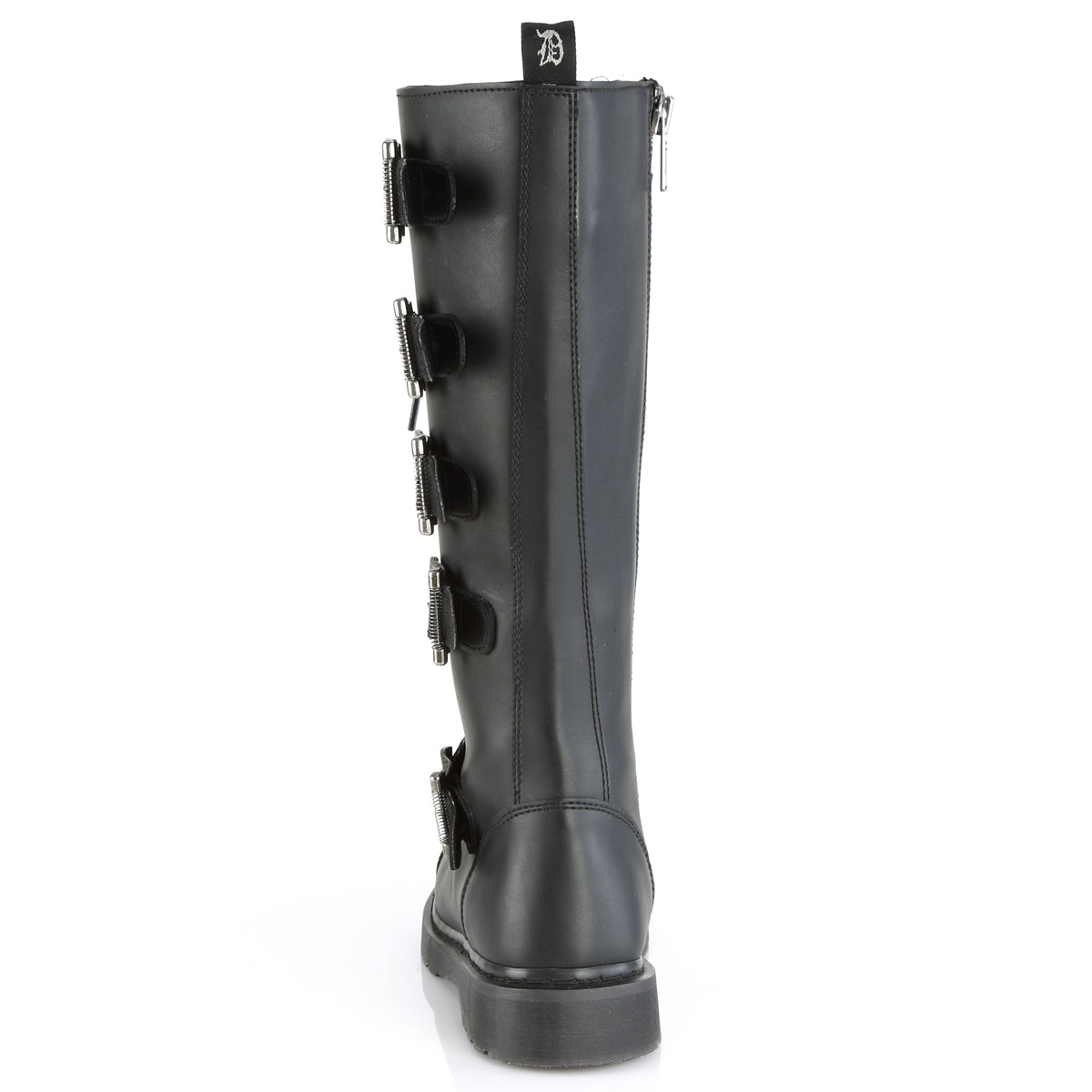 Riot 425 Vegan Leather Side Zip Combat Knee Calf Boots