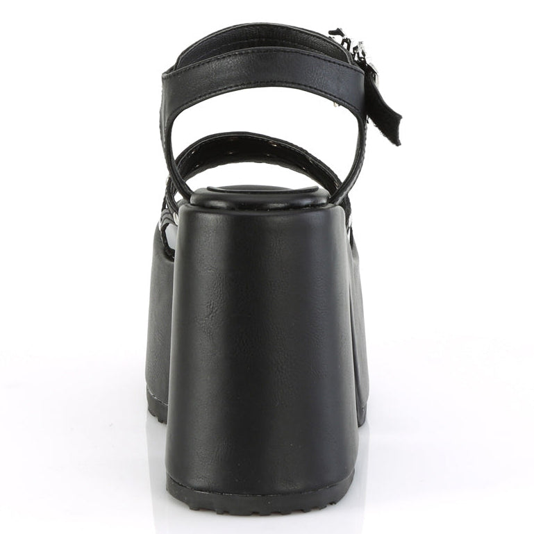 Camel 17 Black Matte Platform Ankle Strap Spider Buckle Sandals