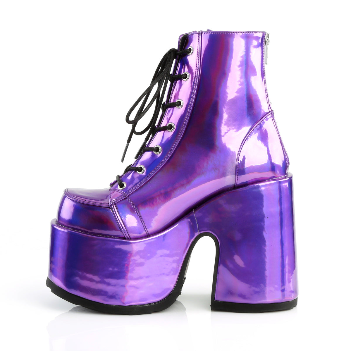 Camel 203 Purple Hologram Platform Ankle Boots
