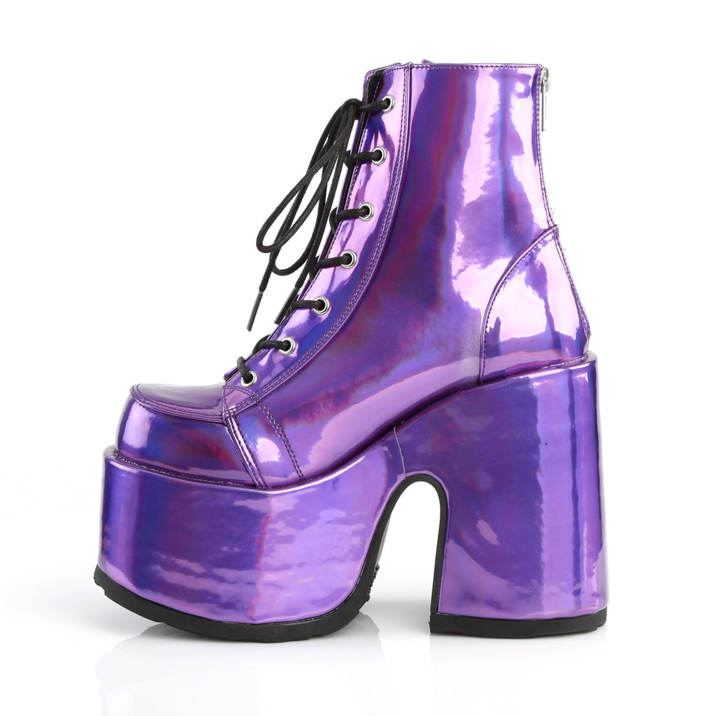 Camel 203 Purple Goth Platform Ankle Boots  - Demonia Direct