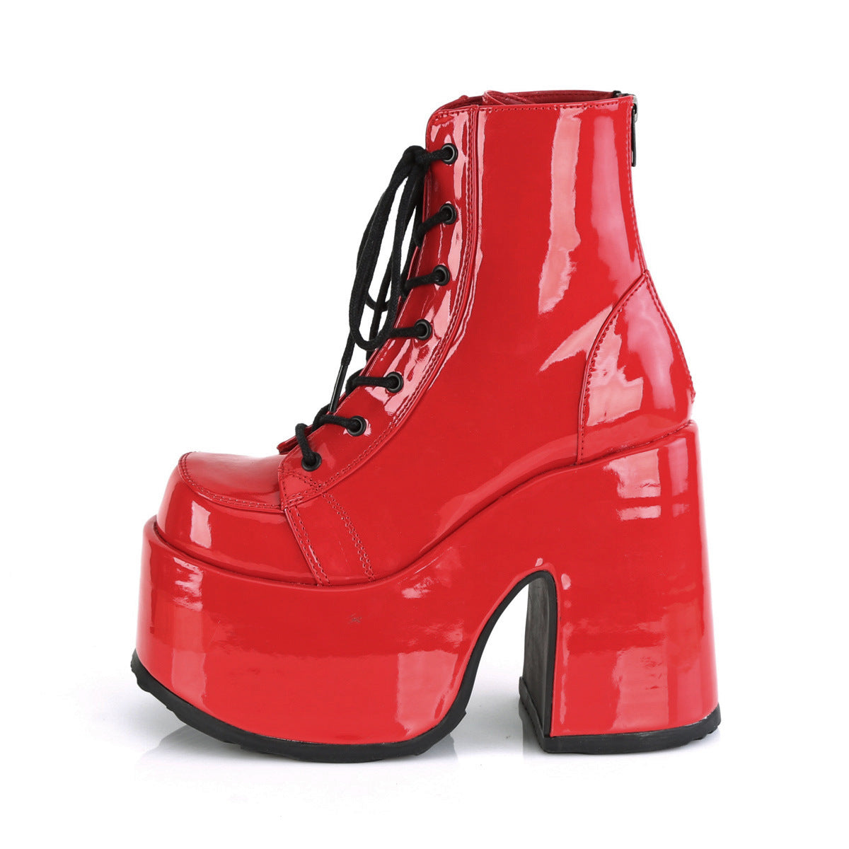 Camel 203 Red Platform Block Heel Ankle Boots