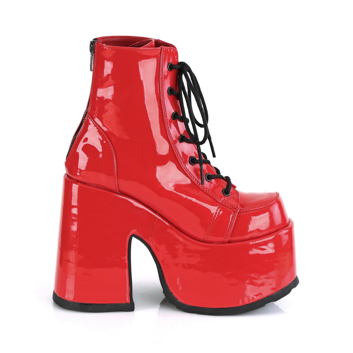 Camel 203 Red Platform Block Heel Ankle Boots