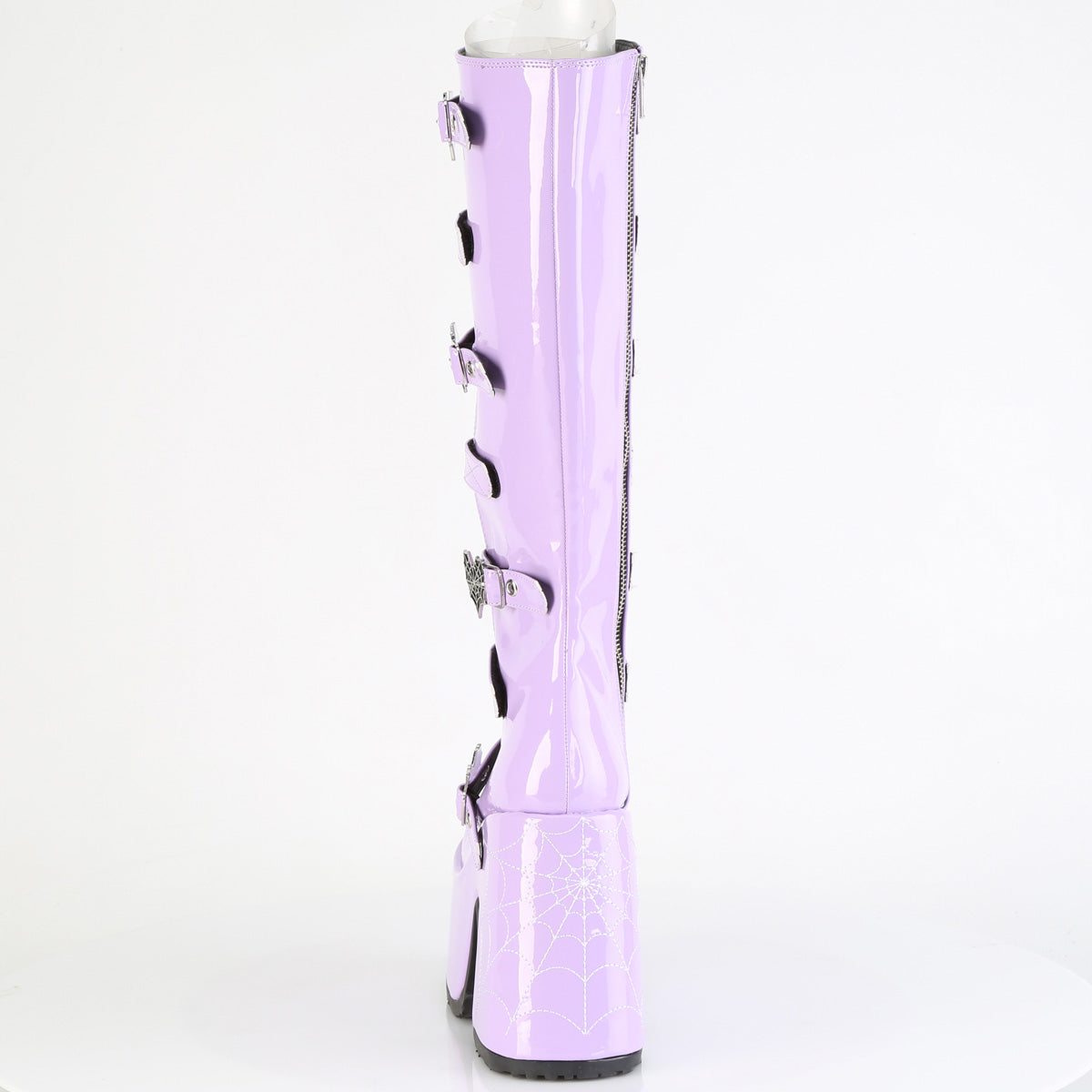 Camel 223 Purple Patent Platform Block Heel Strap Knee Boots