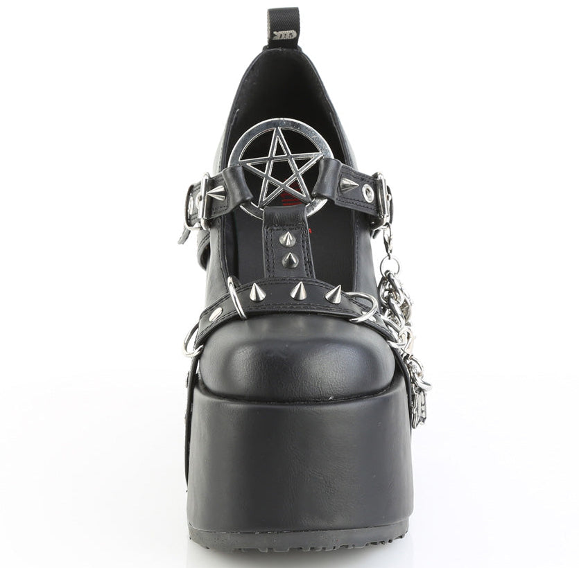 Camel 33 T-Strap Maryjane Platform Block Heels Chains & Charms