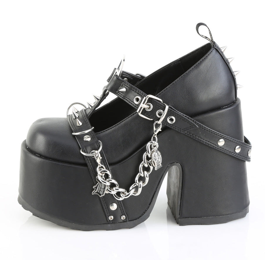 Camel 33 T-Strap Maryjane Platform Block Heels Chains & Charms