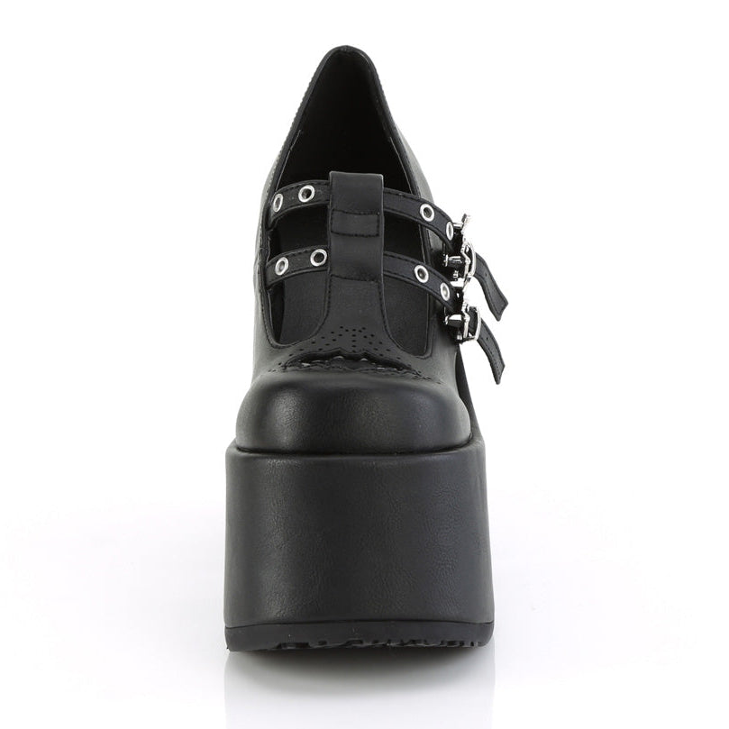 Camel 55 T-Strap Maryjane Platform Block Heels Bat Buckles