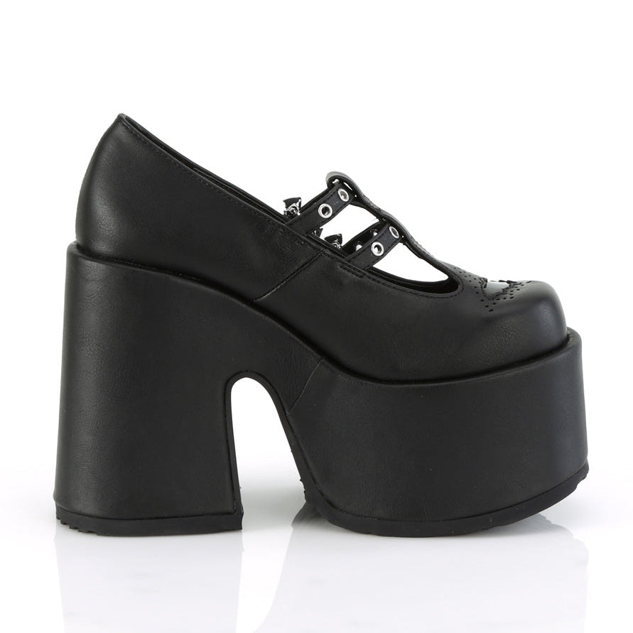 Camel 55 T-Strap Maryjane Platform Block Heels Bat Buckles