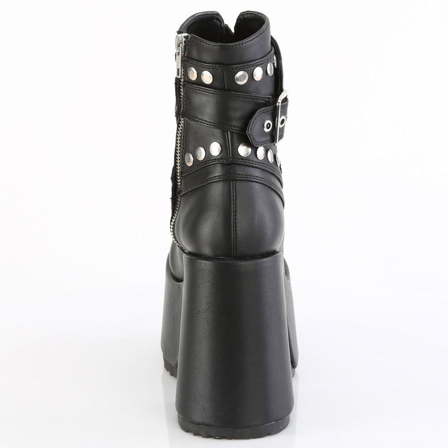 Camel 70 Platform Block Heels Ankle Boots Spider Web