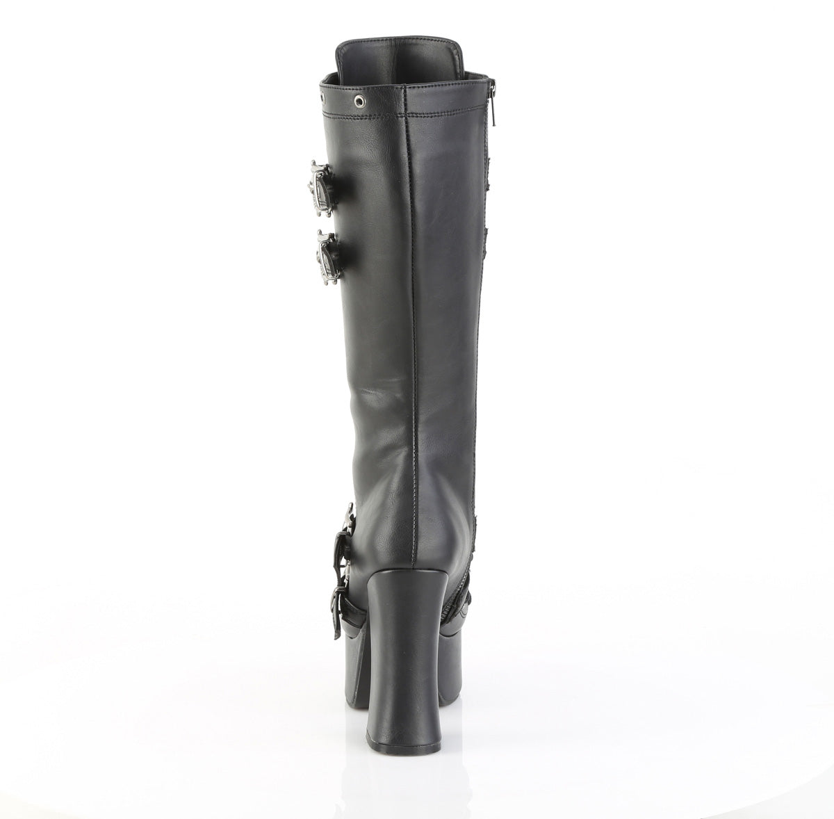 Charade 230 Chunky Heel Platform Knee Boots Skull Buckles
