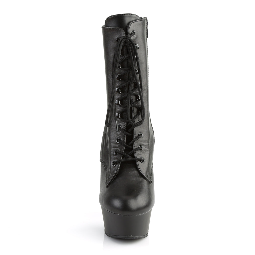 Delight 1020 Black Leather  6" Platform High Heel Ankle Boots - Direct