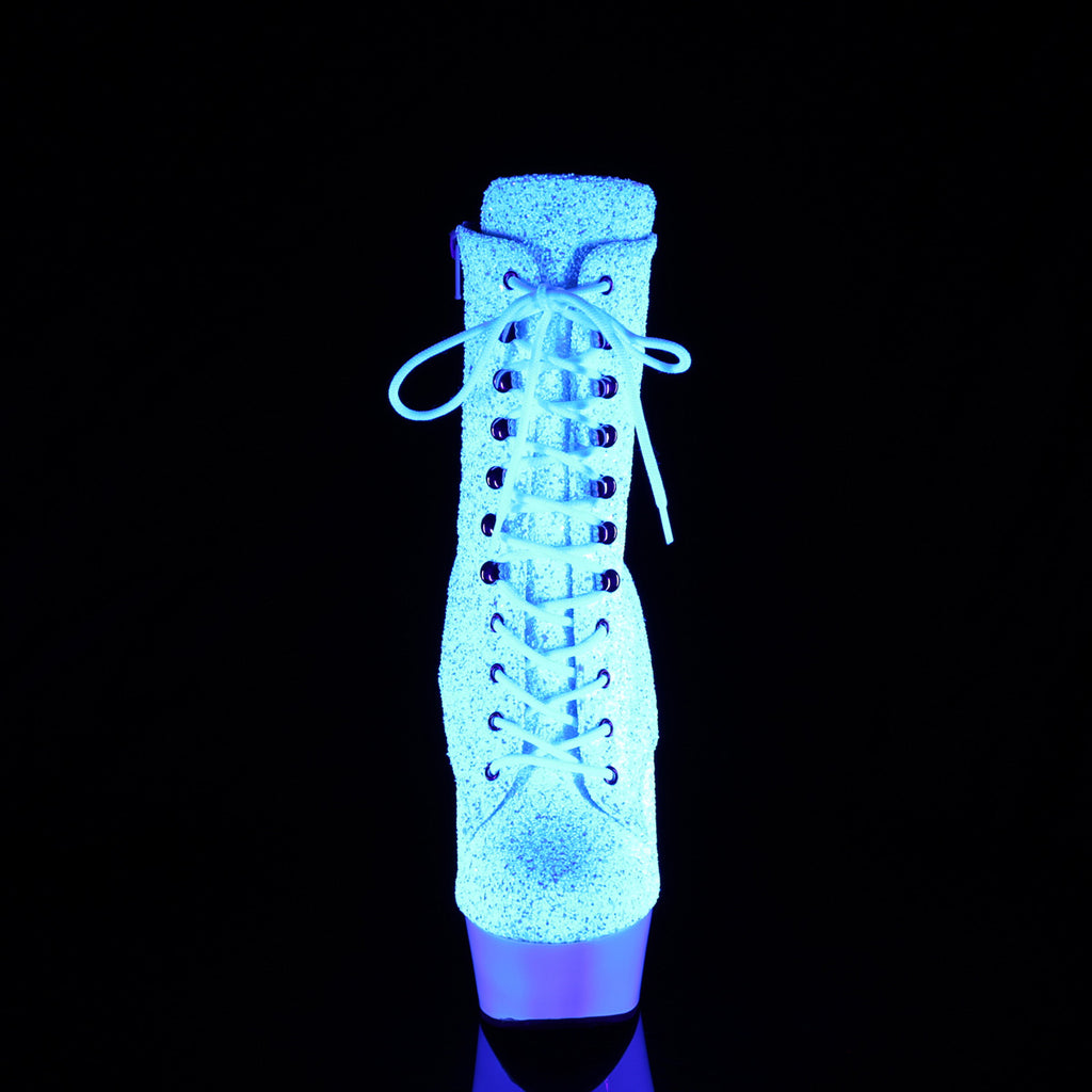 Delight 1020LG White UV Glitter 6" Platform High Heel Ankle Boots - Direct