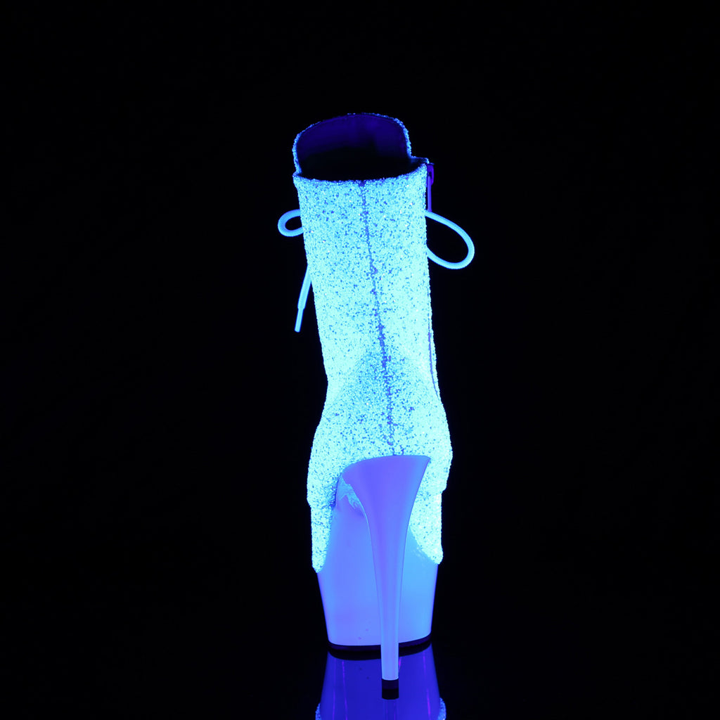 Delight 1020LG White UV Glitter 6" Platform High Heel Ankle Boots - Direct