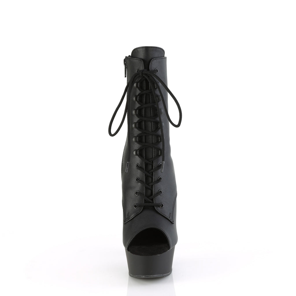 Delight 1021 Black Matte 6" Platform High Heel Ankle Boots - Direct