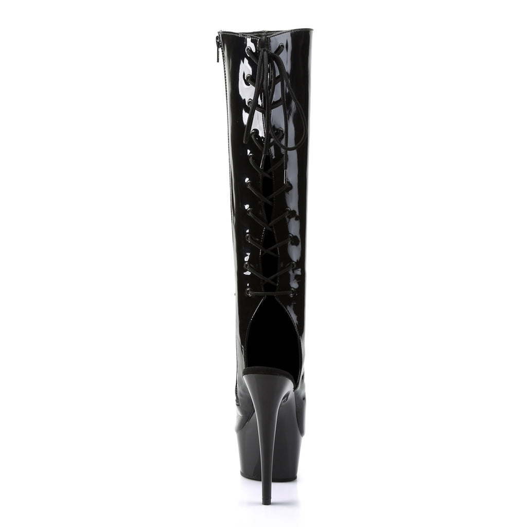 Delight 2018 Black Patent 6" Platform High Heel Knee Boots - Direct