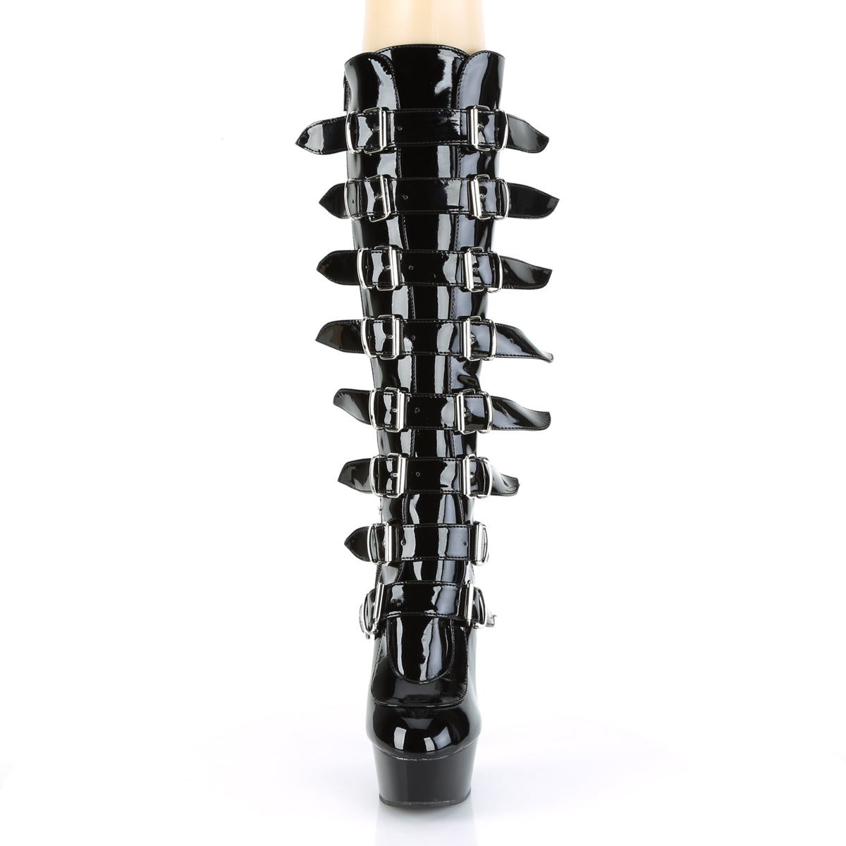 Delight 2049 Black Patent 6" Platform High Heel Knee Boots - Direct - Totally Wicked Footwear