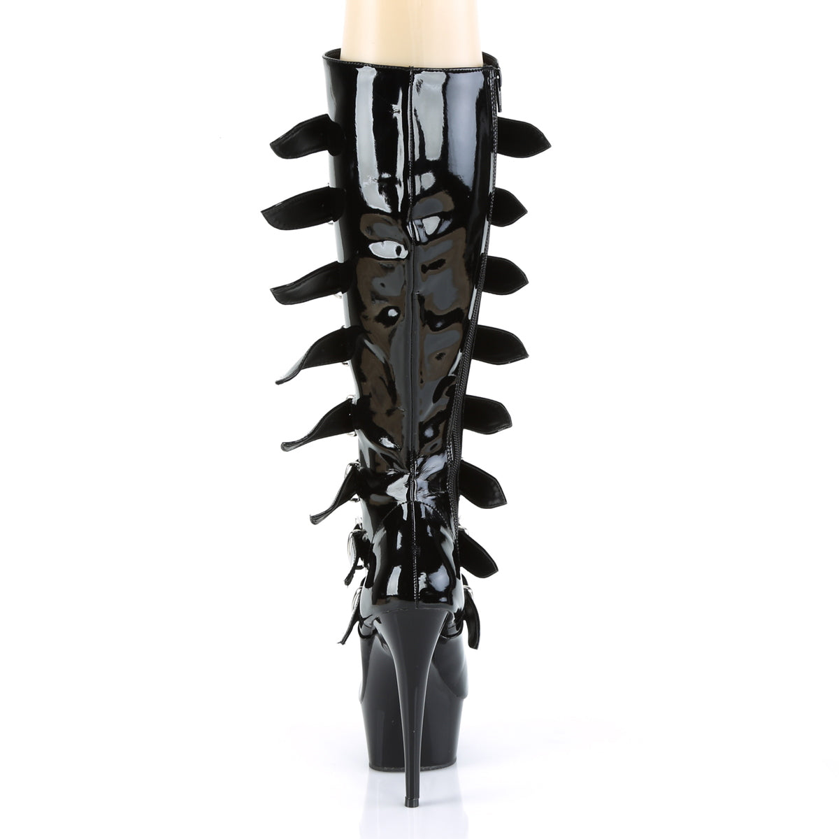 Delight 2049 Black Patent 6" Platform High Heel Knee Boots - Direct - Totally Wicked Footwear